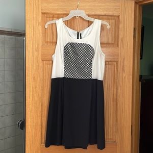 Black and white sleeveless dress
